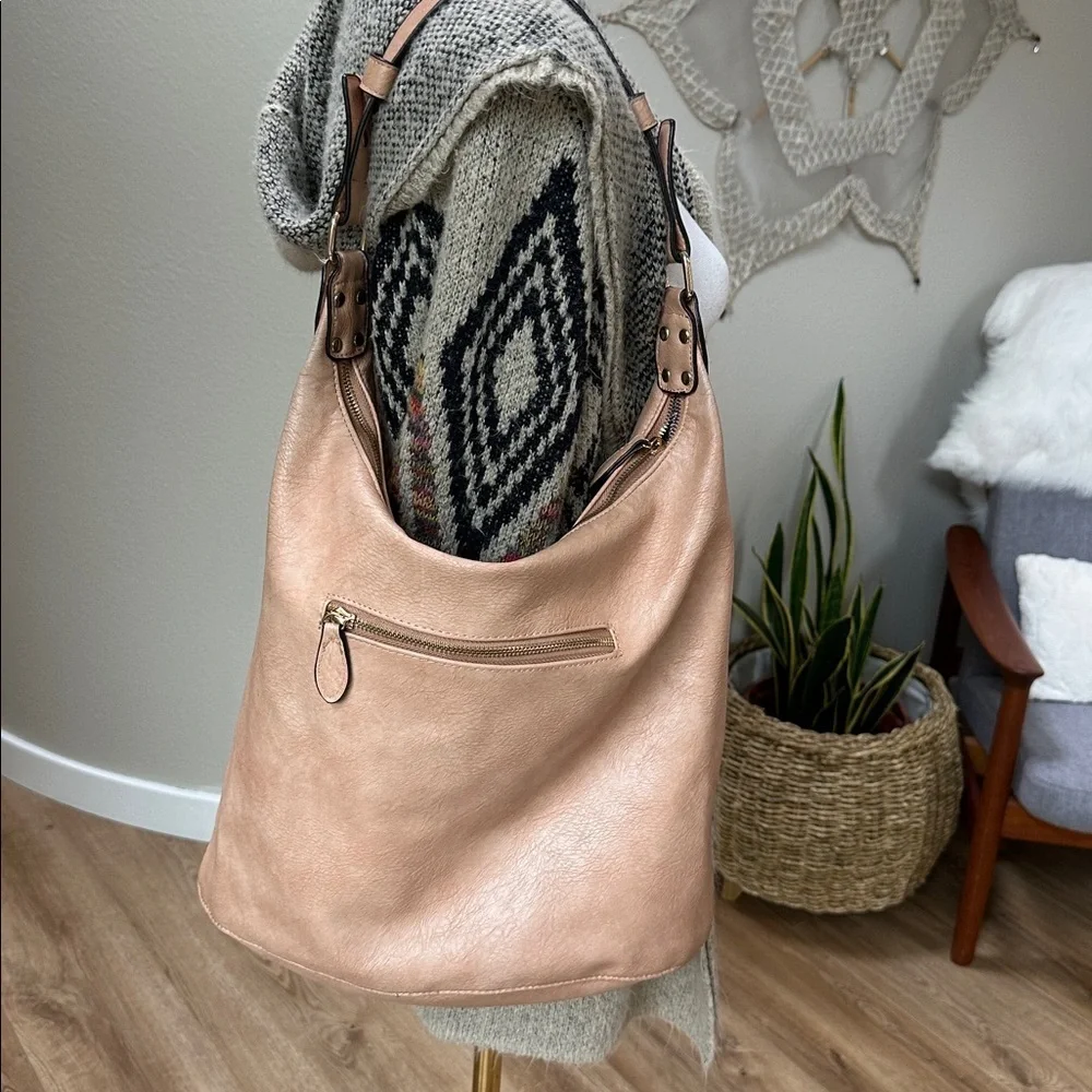 Madison West Large Faux Leather Basket Weave Shoulder Tote Bag